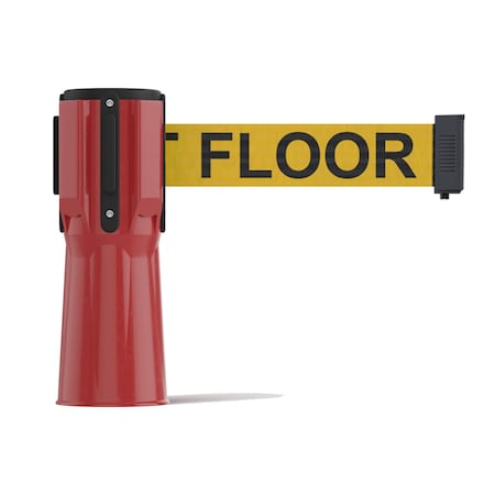 Montour Line Retractable Belt Barrier Cone Mount Red Case 7.5ft Y.Wet.Belt CP100-RD-CAWETYB75